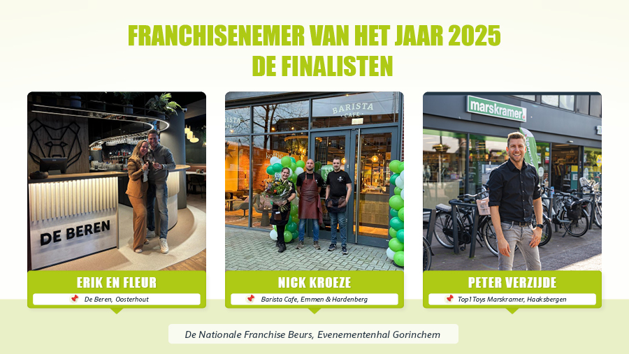Drie finalisten een stap dichter bij de titel Franchisenemer van het Jaar 2025